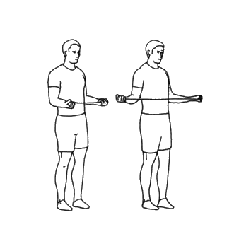 Illustration af udadrotation med elastik