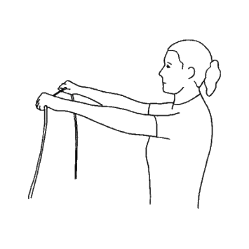 Illustration af skulderbladsklem med elastik