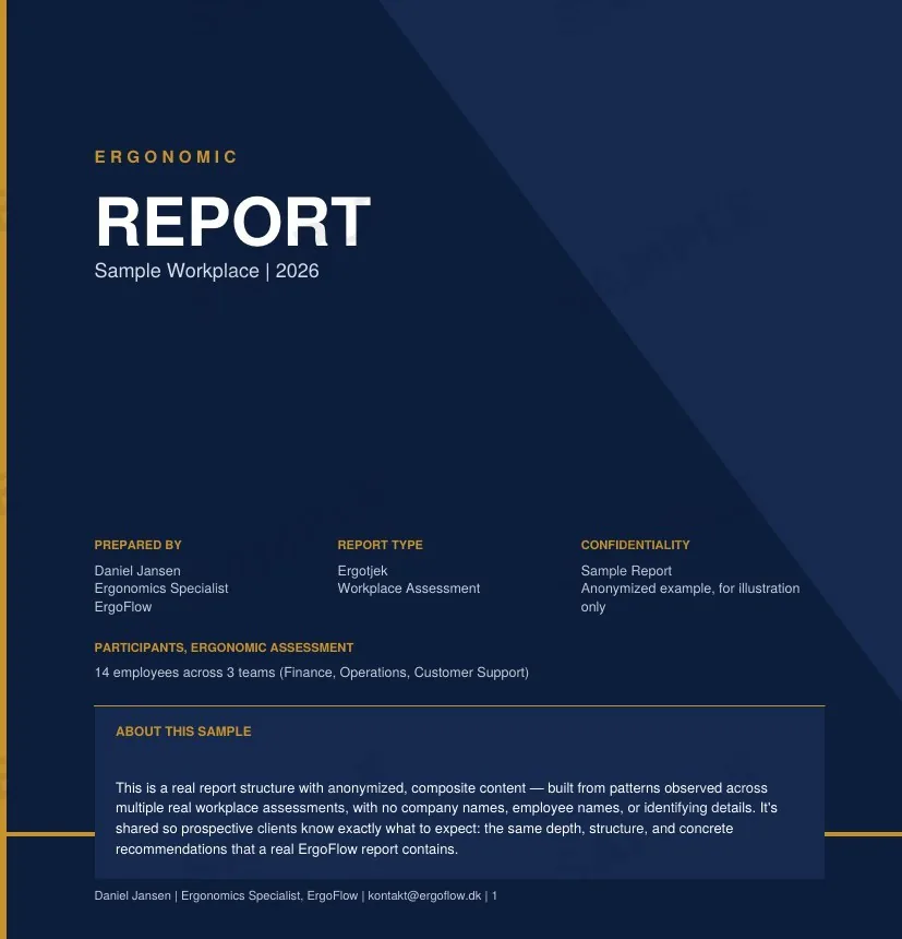Sample cover page of an ergonomic report